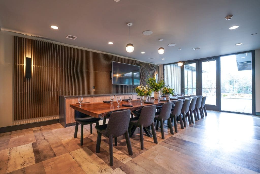 private dining room at osprey restaurant and bar, patio access and meeting amenities